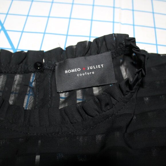 Romeo & Juliet Couture Sheer Black Blouse w/ Ruffles, Small, NWT - Picture 4 of 7